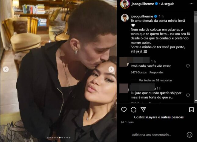 João Guilherme publicando uma mensagem de aniversário a amiga Maísa Silva (Reprodução: Instagram)