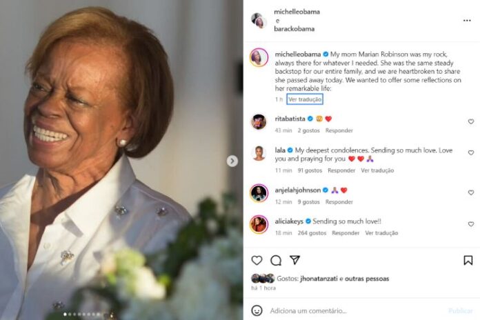 Confira o desbafo de Michelle sobre a morte da mãe Marian Robinson (Reprodução: Instagram)