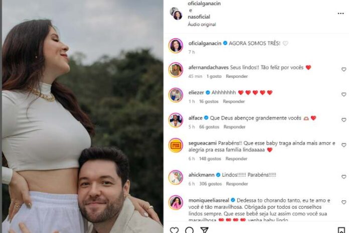 Nasser Rodrigues e Andressa Ganacin anunciando a gravidez (Reprodução: Instagram)