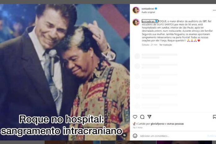 Sonia Abrão informando a hospitalização de Roque em seu Instagram (Reprodução: Instagram)