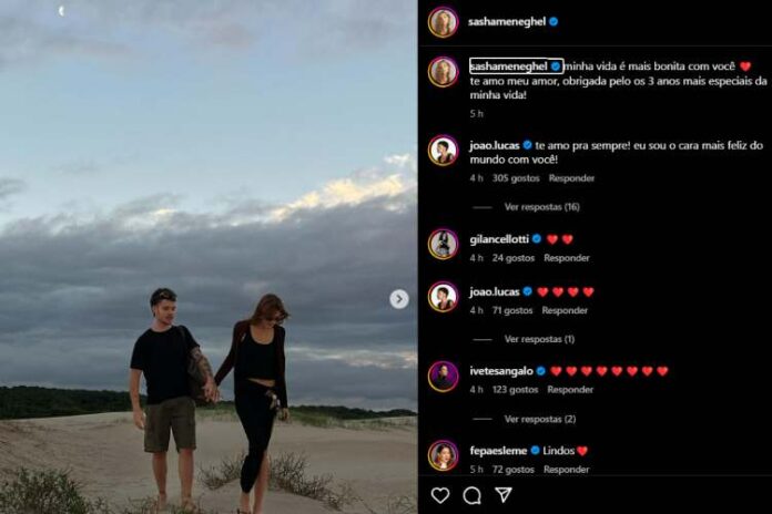 A postagem de Sasha para o marido João Lucas (Reprodução: Instagram)