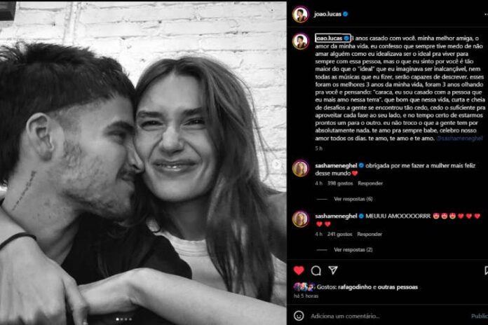 A postagem de João sobre o casamento com Sasha Meneghel (Reprodução: Instagram)