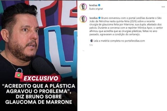 Bruno concedendo entrevista ao Portal Leo Dias sobre Marrone (Reprodução: Instagram)