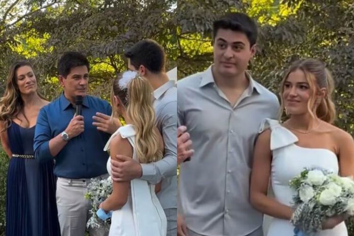 César Filho, Elaine durante do casamento do filho Luigi e Juliana (Reprodução: Instagram)