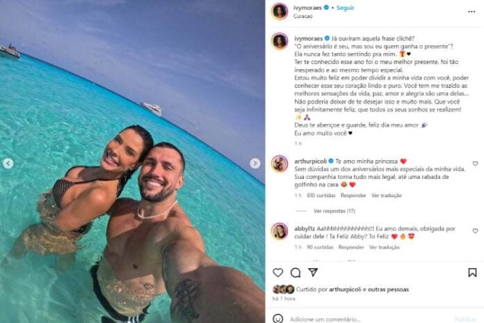 Ivy Moraes se declarando para o Arthur Picoli (Reprodução: Instagram)