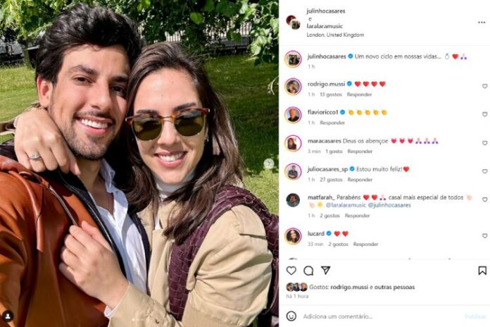 Julinho Casares para a, agora, noiva Lara Silva (Reprodução: Instagram)