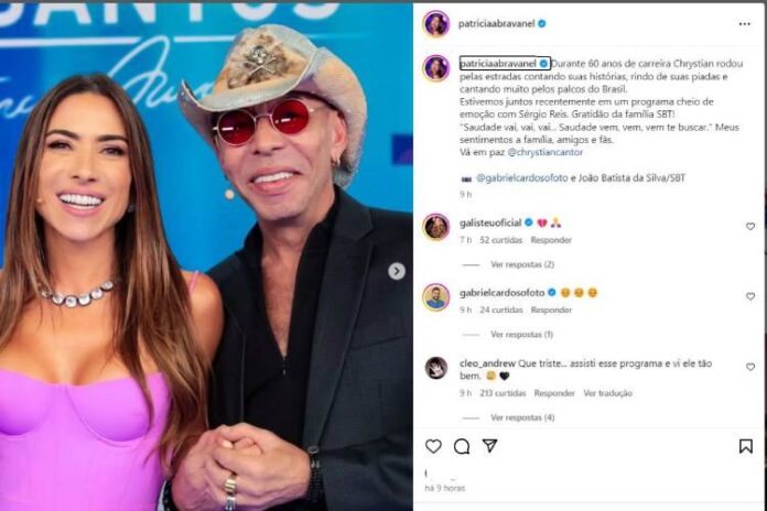 Patrícia Abravanel homenageando o cantor Chrystian, ex-dupla de Ralf (Reprodução: Instagram)