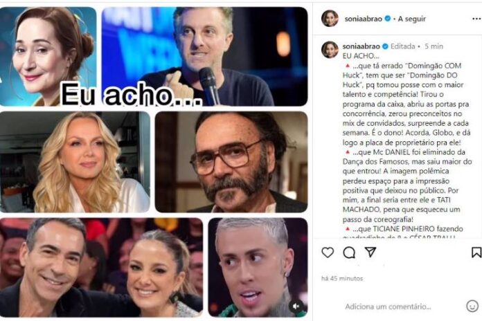 Sonia Abrão falando sobre o Luciano Huck em sua rede social nesta madrugada (Reprodução: Instagram)