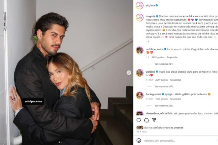 Virginia Fonseca se declarando ao Zé Felipe na véspera do 'Dia Dos Namorados' (Reprodução: Instagram)