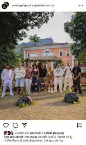 Ana Castela ao lado dos integrantes do Poesia Acústica 16 (Reprodução: Instagram)