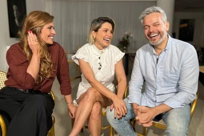 Ana, Flávia e Otaviano Costa no Fantástico