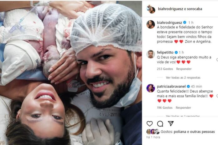 Biah Rodrigues e Sorocaba mostrando os filhos (Reprodução: instagram)