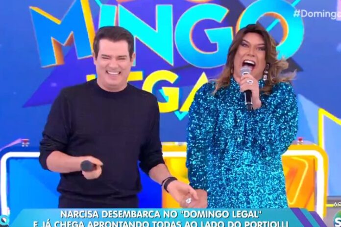 Celso Portiolli e Narcisa, Tiago Barnabé, no Domingo Legal