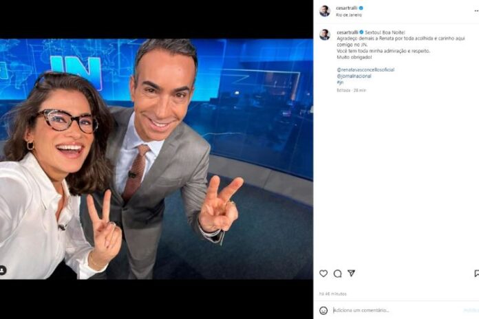 César Tralli e Renata Vasconcellos (Reprodução: Instagram)