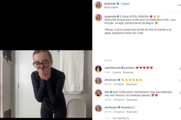 Duda Reis anunciando a gravidez (Reprodução: Instagram)