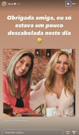 Eliana respondendo a declaração de Patrícia Maldonado (Reprodução: Instagram)