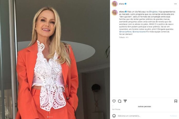 A postagem da Eliana sobre o 'Vem Que Tem' (Reprodução: Instagram)