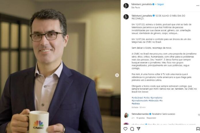 A postagem feita por Fábio Turci nas redes sociais (Reprodução: Instagram)