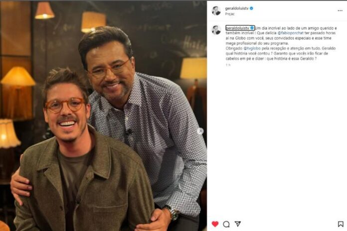 Geraldo Luis ao lado de Fábio Porchat na gravação (Reprodução: Instagram)