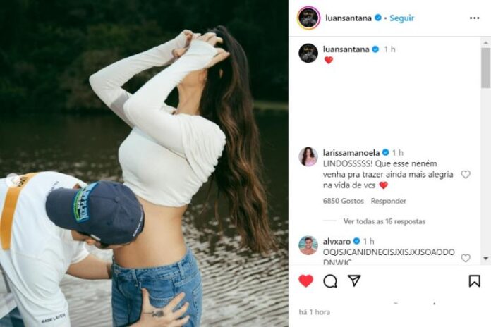 Luan Santana e Jade Magalhães anunciando a gravidez (Reprodução: Instagram)