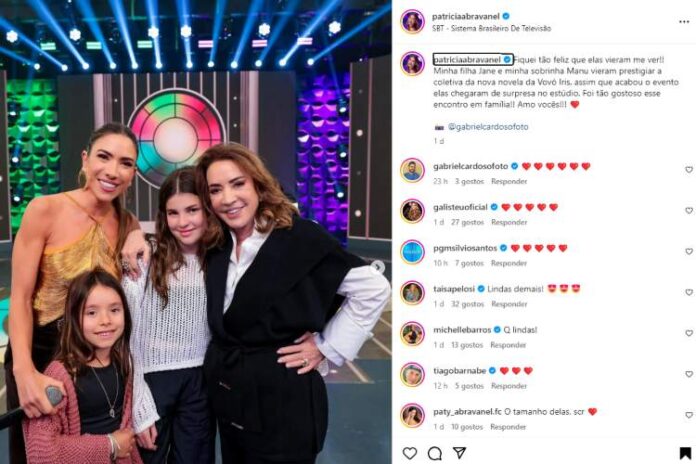 Patrícia Abravanel recebendo a visita da filha e da sobrinha com a mãe dela Íris Abravanel (Reprodução: Instagram)