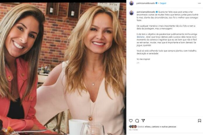 Patrícia Maldonado parabenizando a Eliana (Reprodução: Instagram)