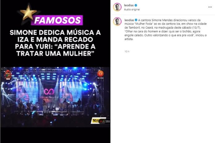 Simone falando de Iza e Yuri (Reprodução: Instagram)