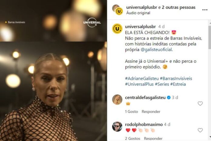 A Universal Plus anunciando o reality de Adriane Galisteu (Reprodução: Instagram)