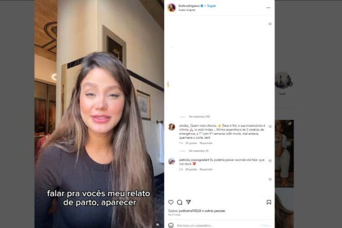 Biah Rodrigues desabafando com os fãs no vídeo sobre o parto (Reprodução: Instagram)