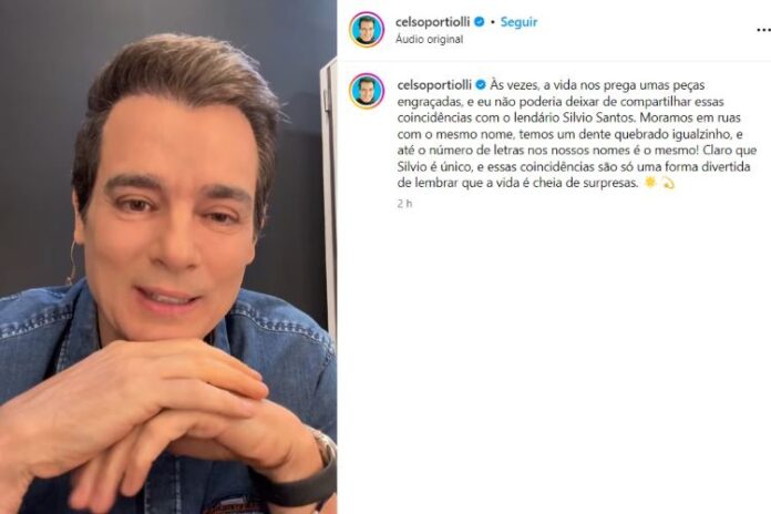 Celso Portiolli realizando a publicação sobre o Silvio Santos (Reprodução: Instagram)