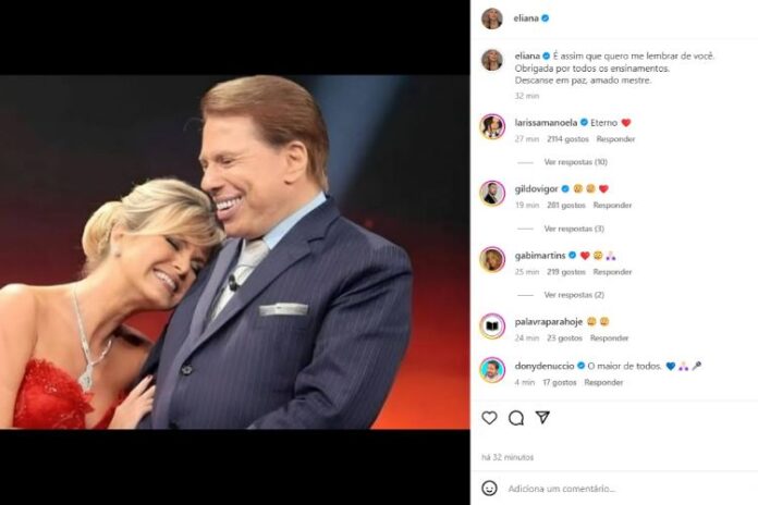 Eliana lamentando a morte de Silvio Santos nas redes sociais (Reprodução: Instagram)