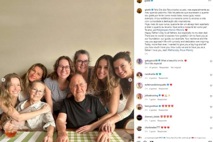 Gisele Bündchen homenageando o pai Valdir no Dia dos Pais (Reprodução: Instagram)