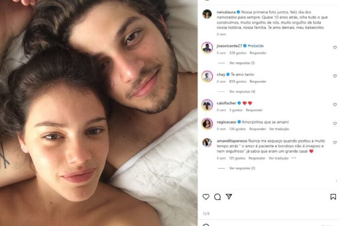 Laura Neiva relembrando a primeira foto com Chay Suede (Reprodução: Instagram)