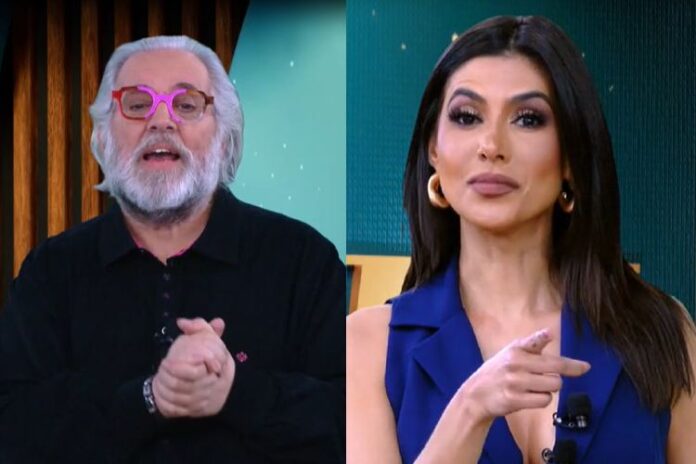 Leão Lobo e Flávia Noronha apresentando o TV Fama (Reprodução: RedeTV)