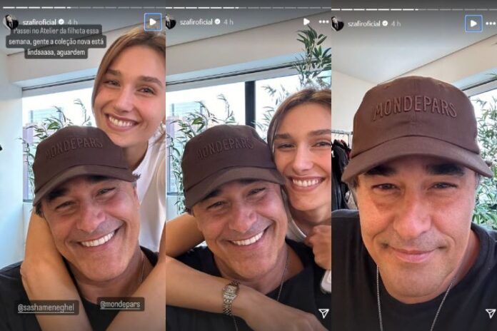 Luciano Szafir no ateliê de Sasha Meneghel em São Paulo (Reprodução: Instagram)