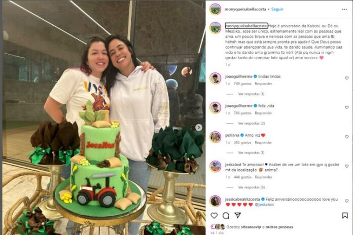 Monyque Isabella celebrando o aniversário da namorada nas redes sociais (Reprodução: Instagram)