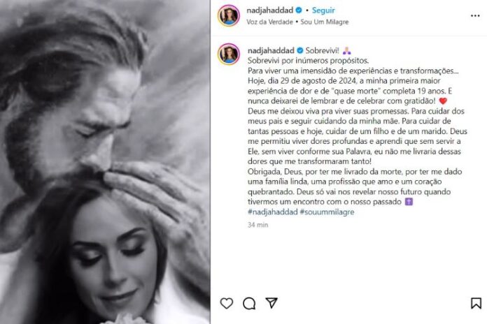 O desabafo de Nadja Haddad na íntegra, realizado nas redes sociais (Reprodução: Instagram)