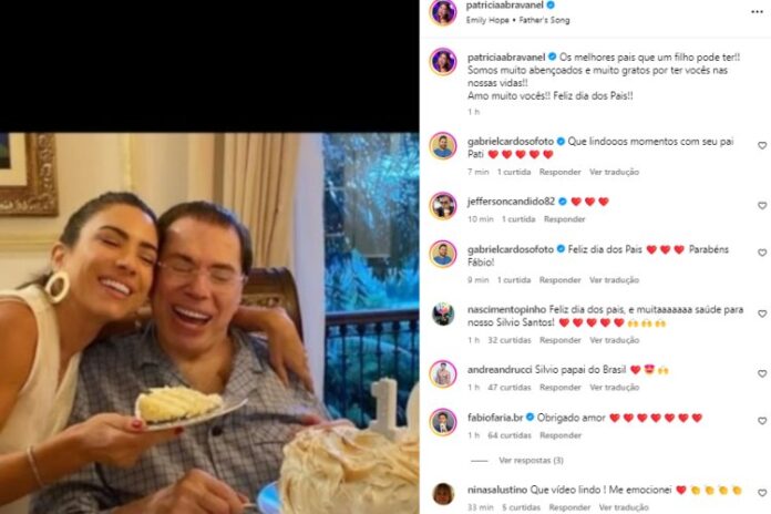 Patrícia Abravanel homenageando o Silvio Santos e o marido Fábio Faria (Reprodução: Instagram)