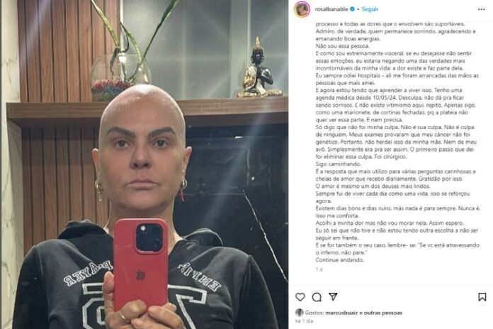 O desabafo deRosalba Nable na íntegra (Reprodução: Instagram)