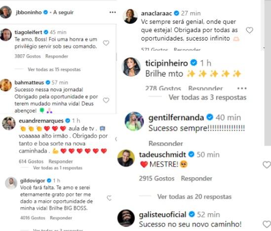 Tiago Leifert E Outros Famosos Enviam Recado Para Boninho Após Diretor