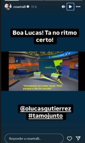 César Tralli respondendo o Lucas pelas redes sociais (Reprodução: Instagram)