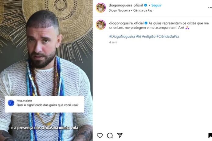 Diogo Nogueira falando sobre usas guias e intolerância religiosa (Reprodução: Instagram)