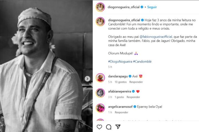 A publicação de Diogo Nogueira sobre a religião (Reprodução: Instagram)