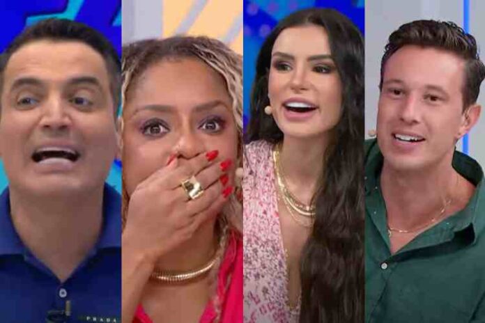 Leo Dias, Caricúha, Gaby Cabrini e Gabriel Cartolano,o o olenco do Fofocalizando (Reprodução: SBT)