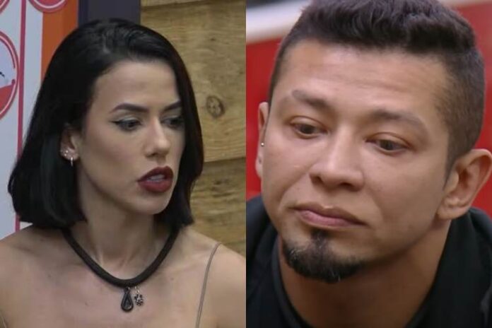 Larissa e Gilson em A Fazenda (Reprodução: Playplus)