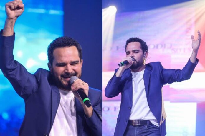 Luciano Camargo no show ocorrido em um a igreja do Rio de Janeiro (Foto: Thyago Andrade/AgNews)