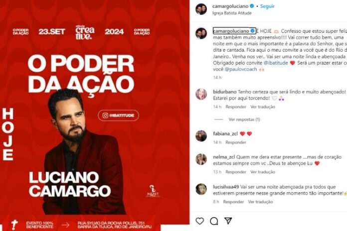 Luciano Camargo anunciando o Evento (Reprodução: Instagram)