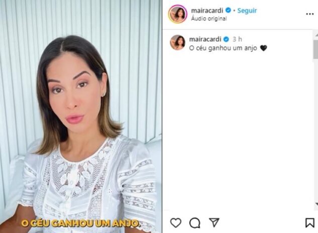 Maíra Cardi lamentando a morte da funcionária nas redes sociais (Reprodução: Instagram)