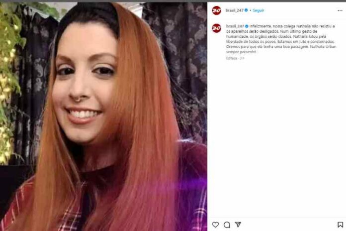 O Brasil 247 anunciando a morte de Nathalia Urban (Reprodução: Instagram)