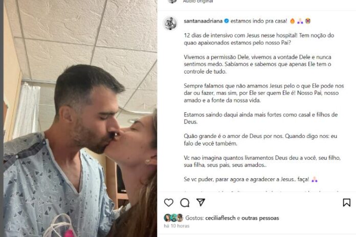 Adriana anunciando a alta de Rodrigão (Reprodução: Instagram)